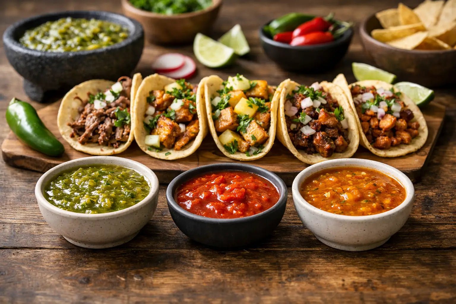Qué salsa usar con tacos según el relleno - Salsas Trucho